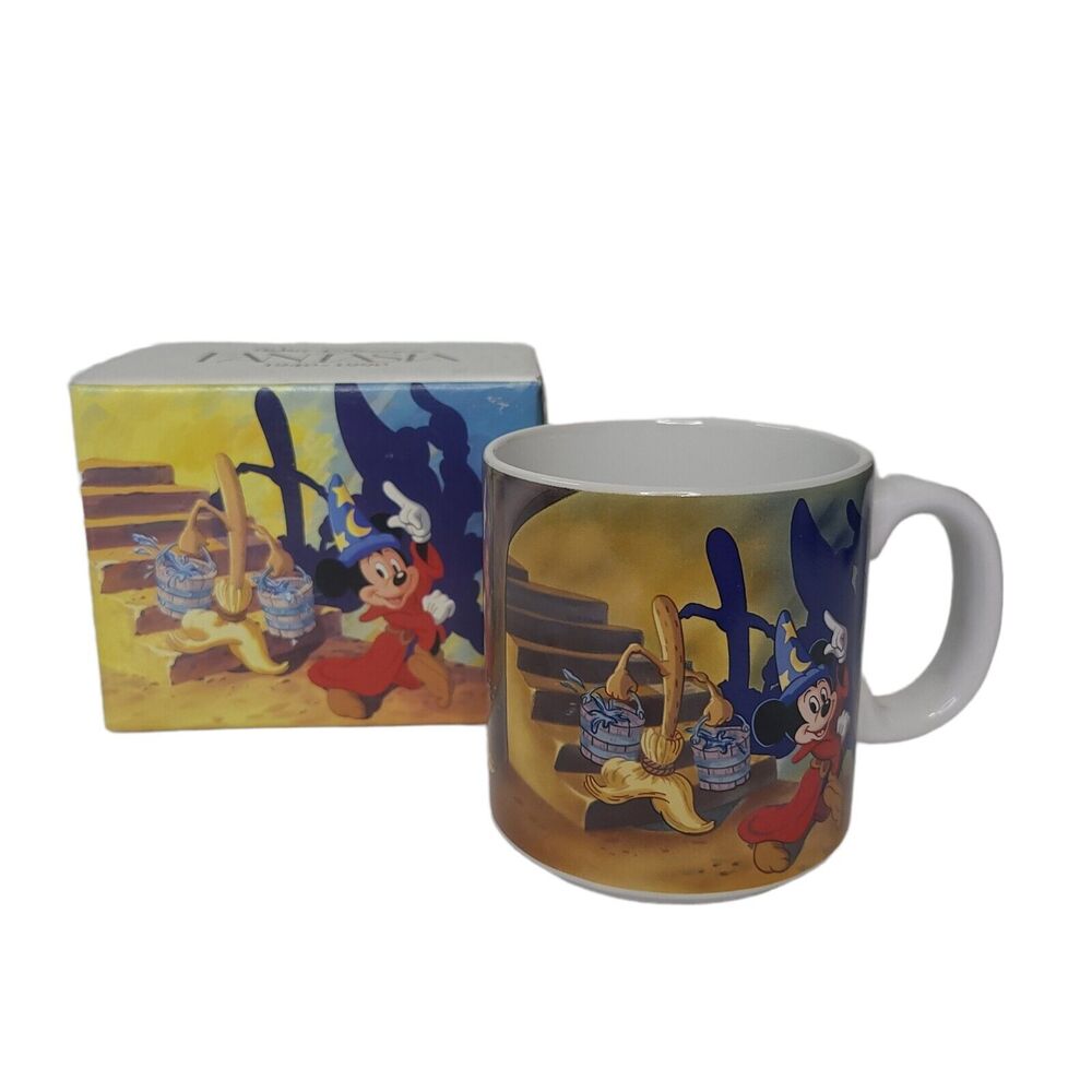 Vintage Disney Fantasia 50th Anniversary 1940-1990 Coffee Mug Original Box Japan